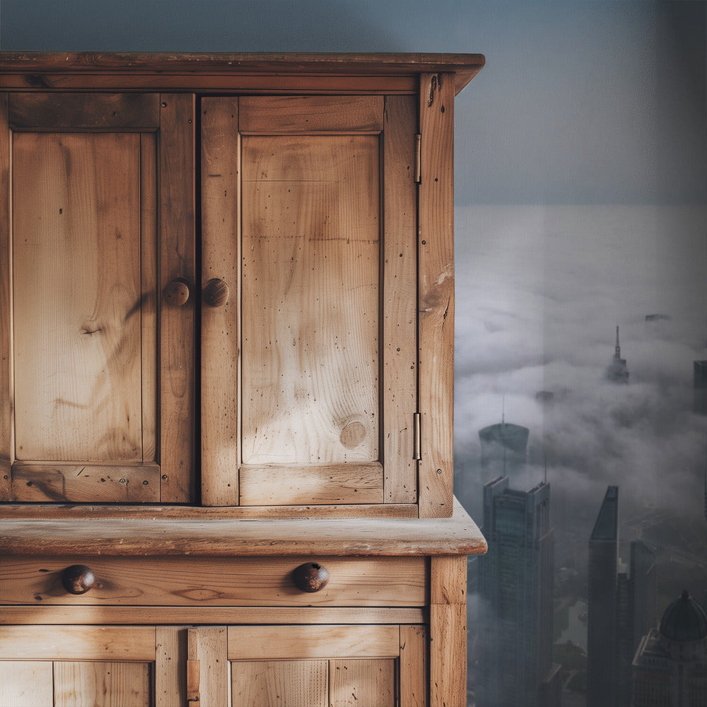 Shanghai in the fog from above | Wallpaper