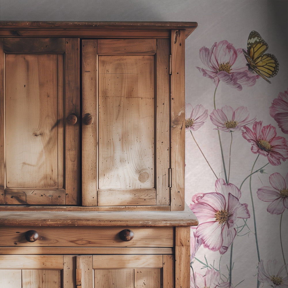 Cosmos and Butterfly | Wallpaper