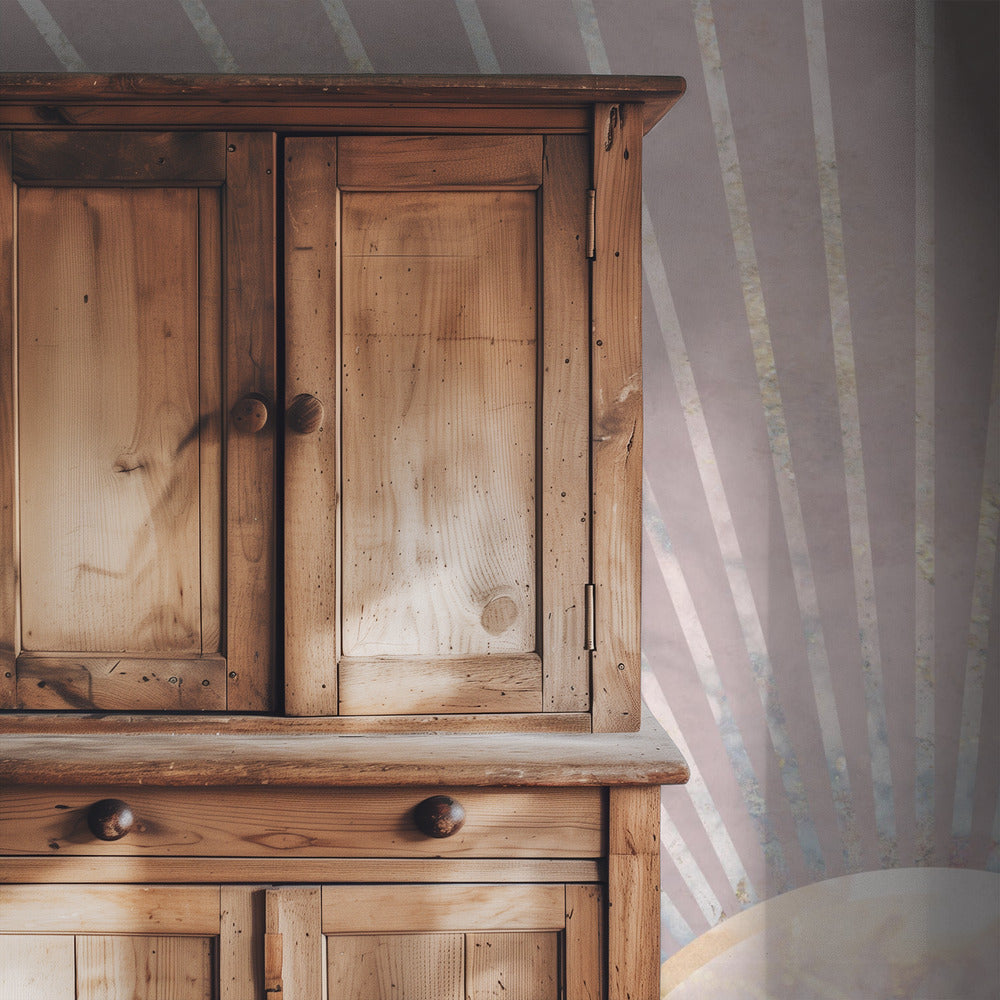 Gold sun rays mural pink | Wallpaper