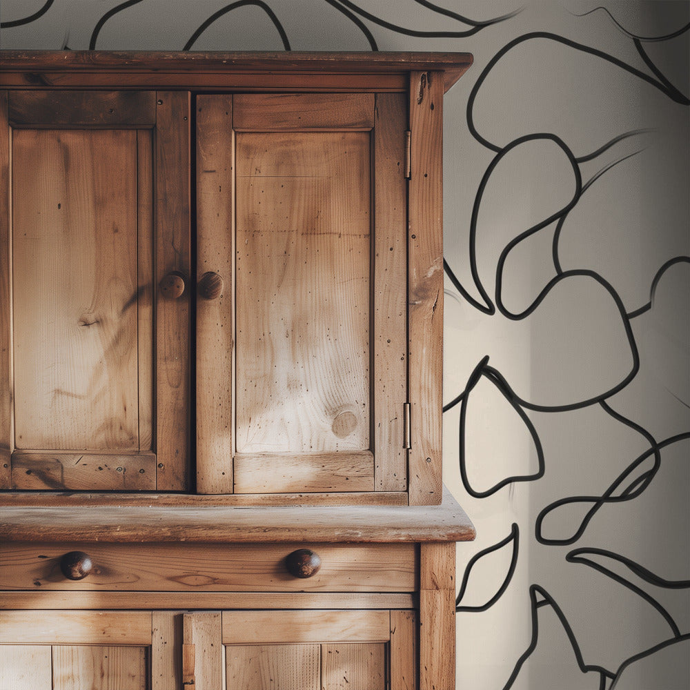 Elegant Floral Line Art On A Neutral Background | Wallpaper