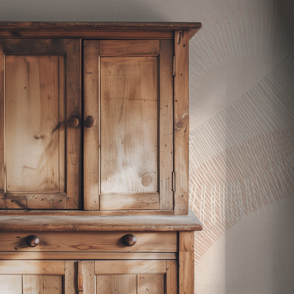 calming essentials Curved Lines chalky peach | Wallpaper