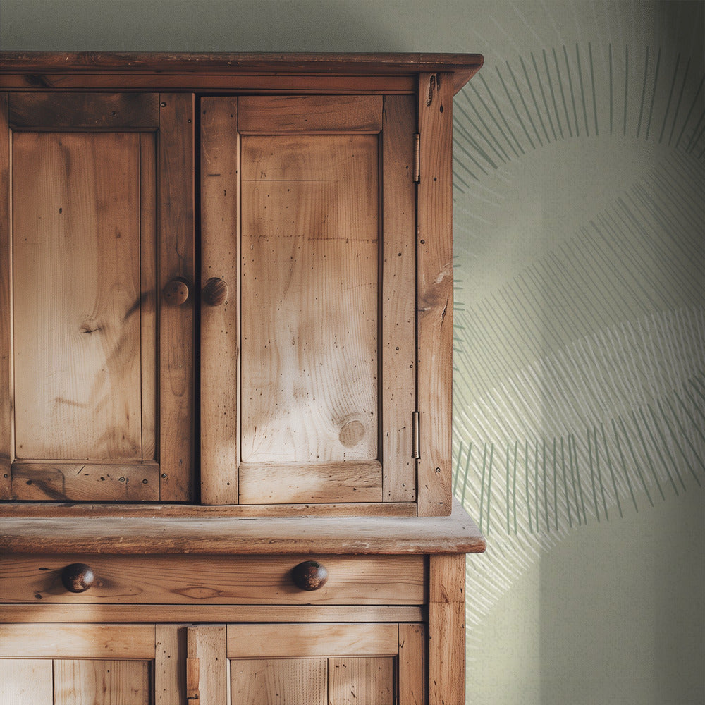 calming essentials Curved Lines soft sage | Wallpaper