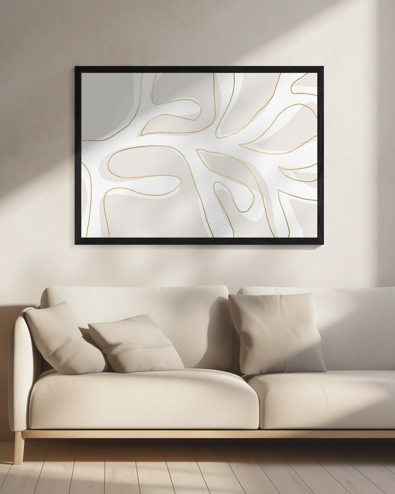 Abstract Twig White and Gold | Canvas