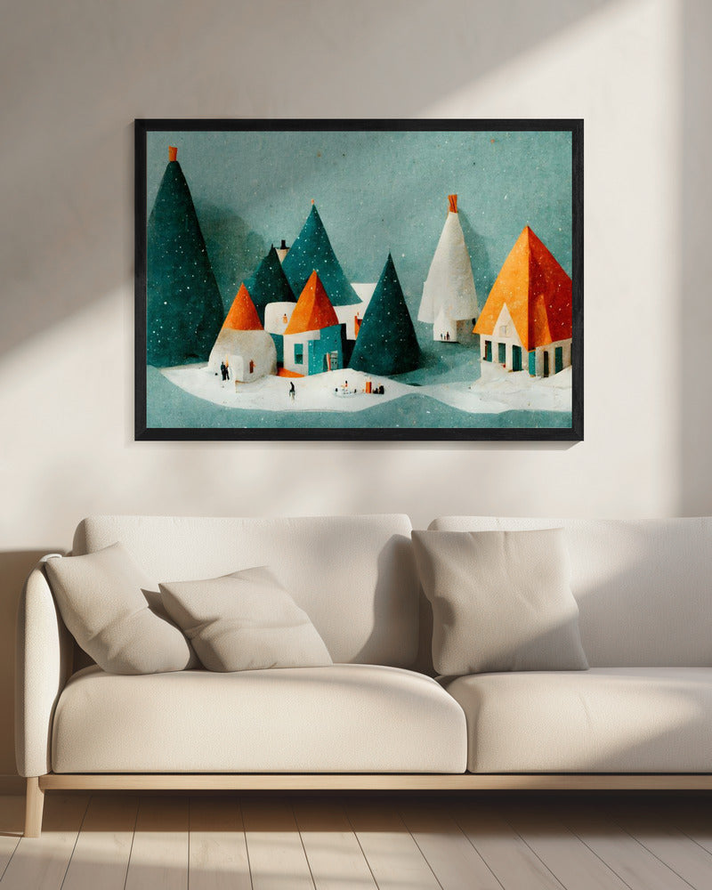 Cute Paper Village | Canvas