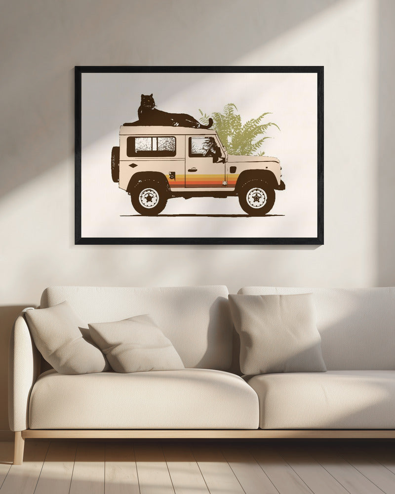 Black Panther On Car | Canvas