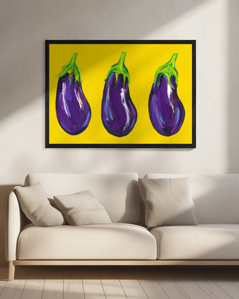 Aubergines On Yellow | Canvas