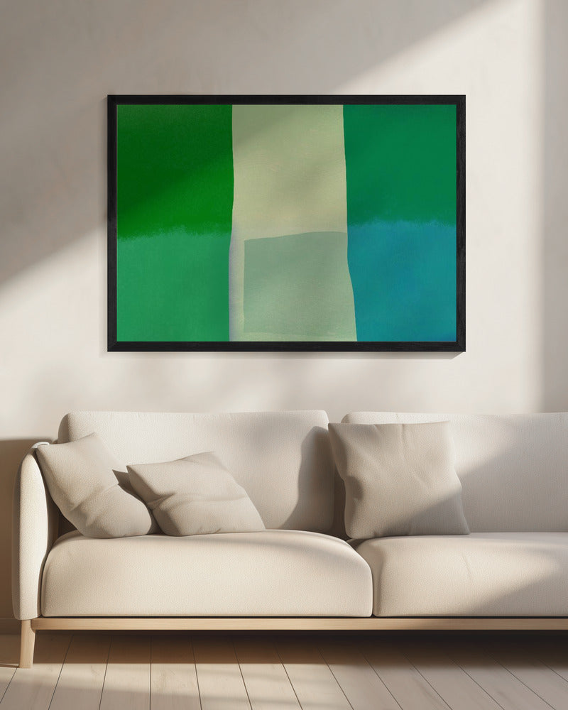 Minimalist Composition With Vibrant Green And Blue Hues | Canvas