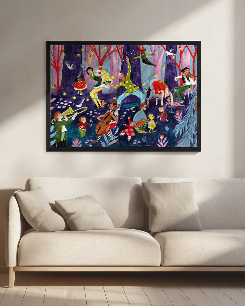 Circus performers and children in the forest | Canvas