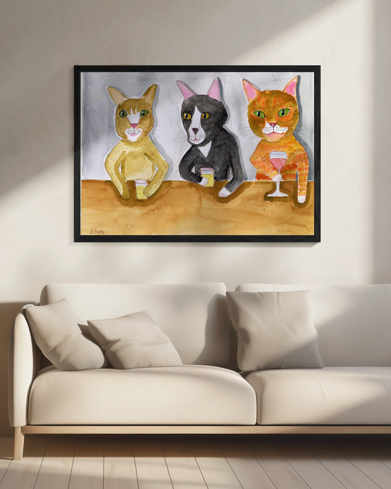 Three Cats at the Bar | Canvas