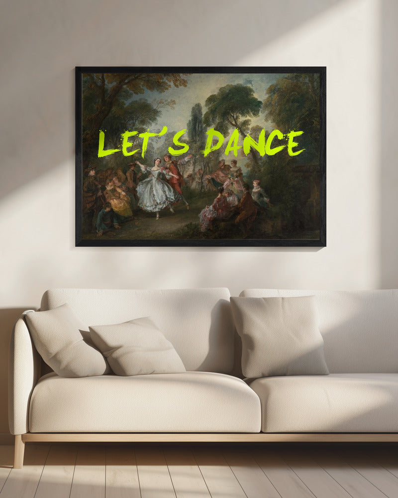 LET&#039;S DANCE NEON YELLOW VINTAGE MAXIMALIST ART | Canvas