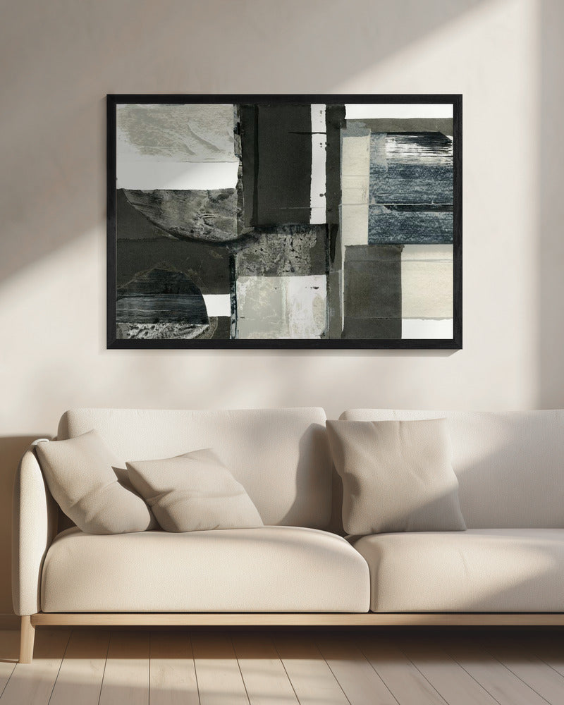 Monochrome Black Abstract Shapes Light 1 | Canvas