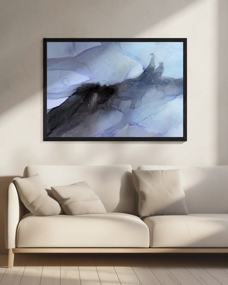Fluid Blue and Black Ink Textures | Canvas