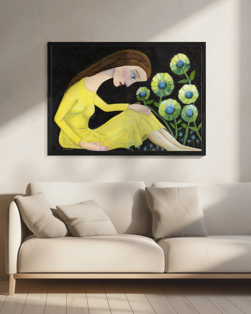 Lady in the garden with lady bug | Canvas