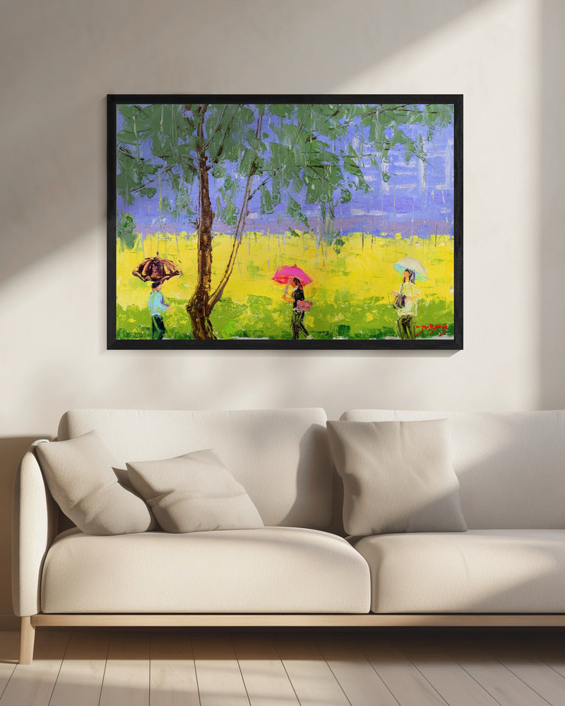 Rape Flower Landscape On A Rainy Day | Canvas