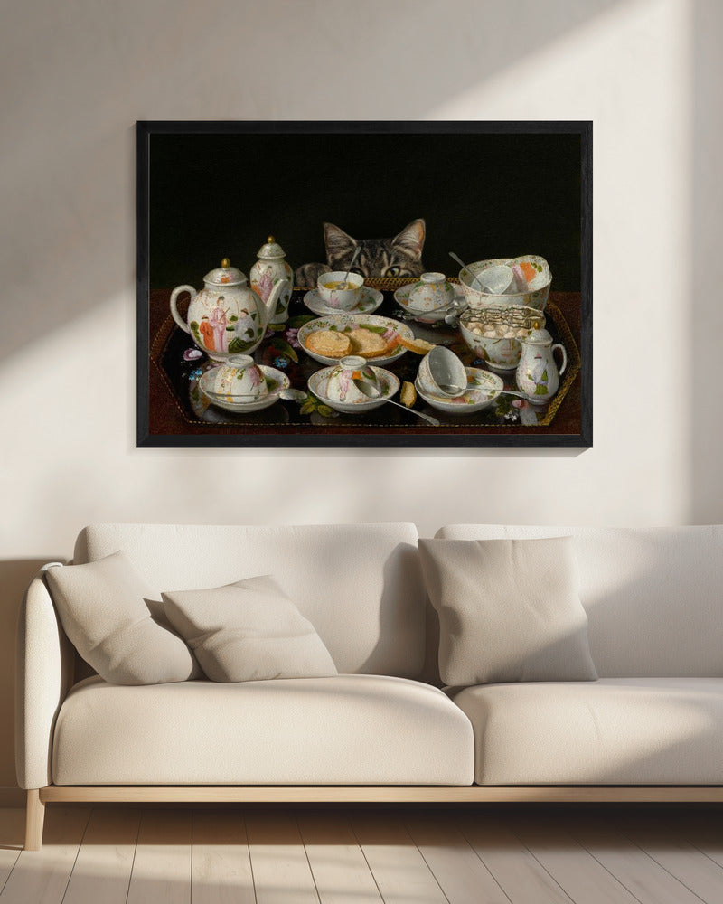 A Tea Set With A Cat | Canvas