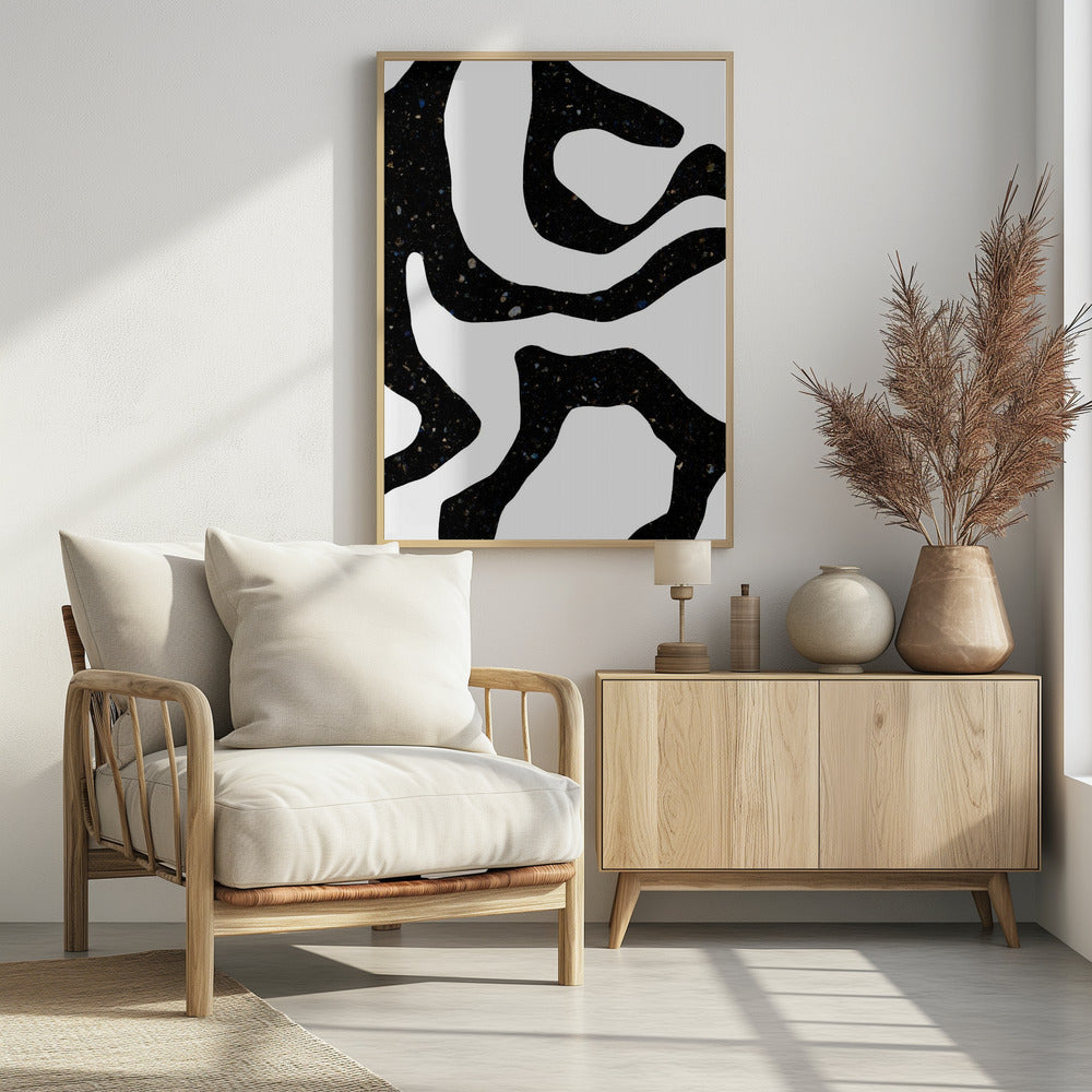 Organic Black Forms with Speckled Patterns | Poster