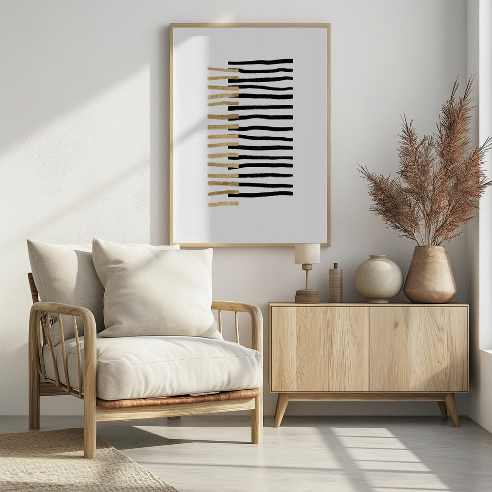 Gold on Black Lines | Poster