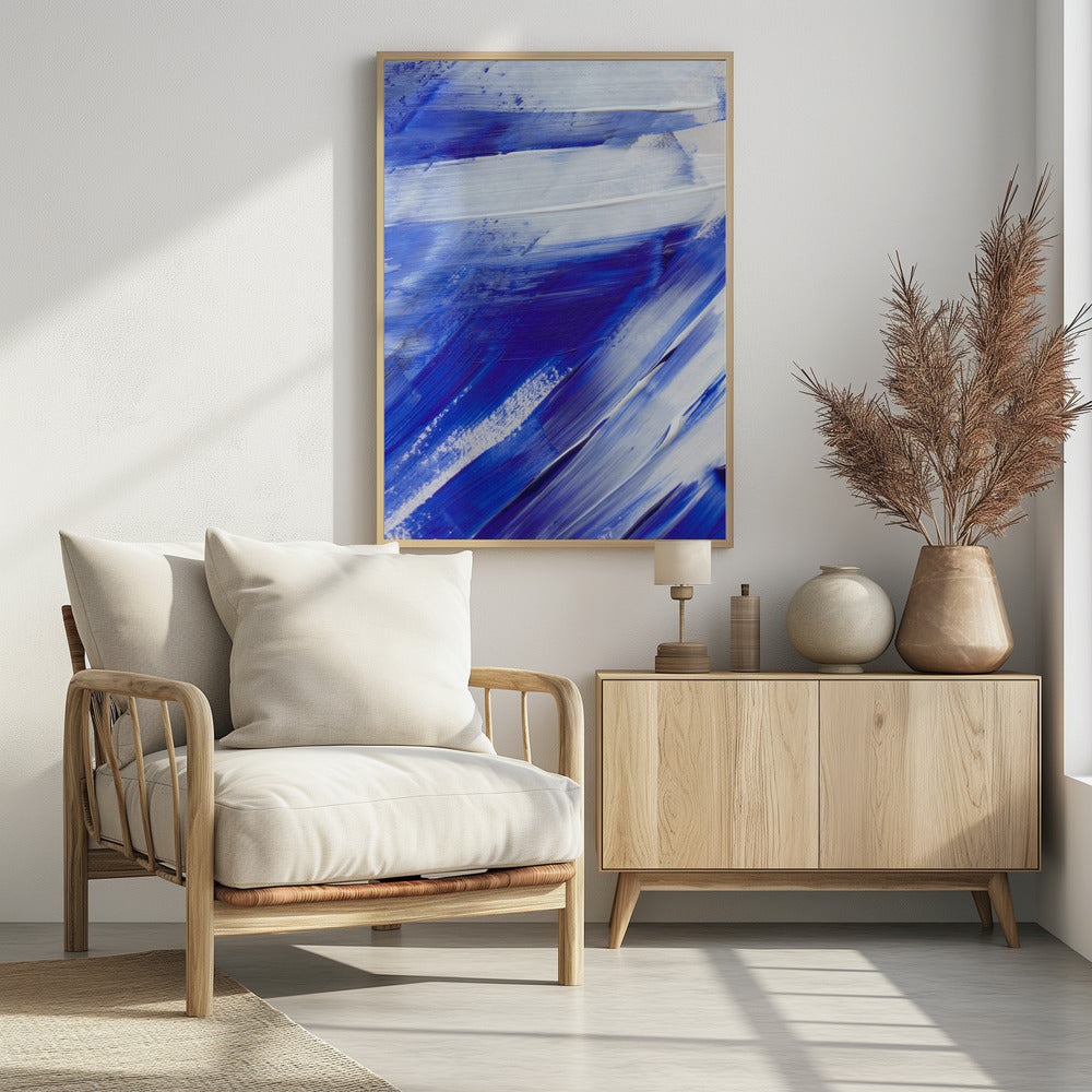 White and Blue Brushstrokes | Poster