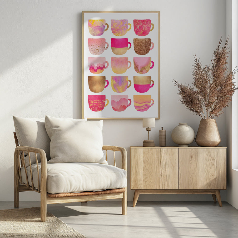 Pretty Pink Coffee Cups | Poster