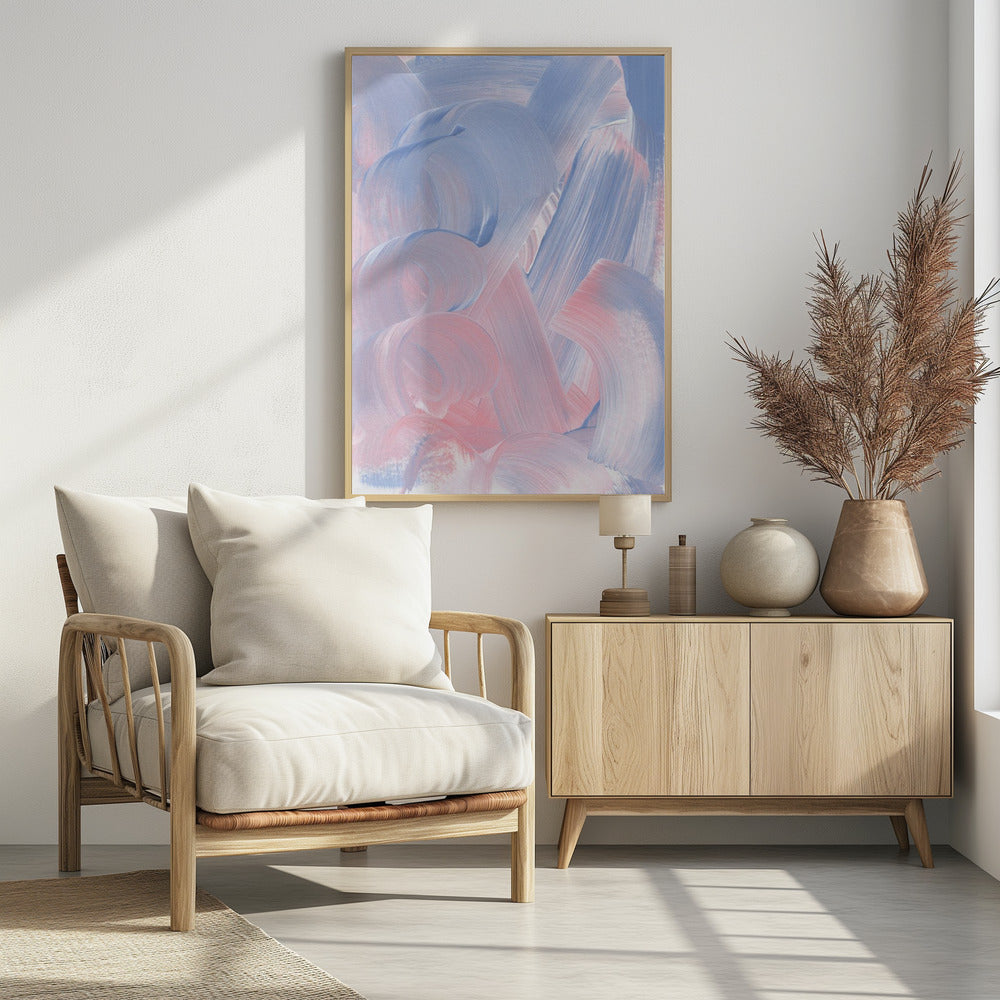 Pastel Brushstrokes In Blue And Pink Hues | Poster