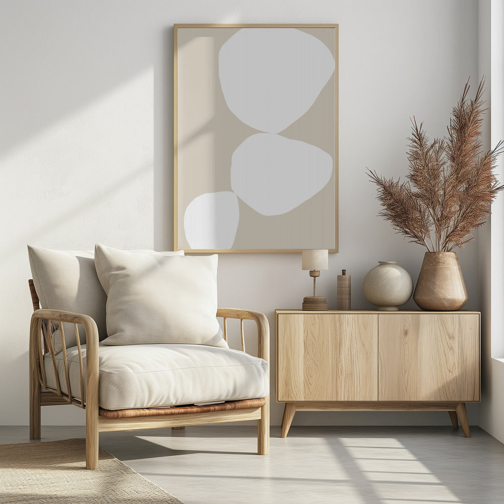 Three White Organic Shapes | Poster