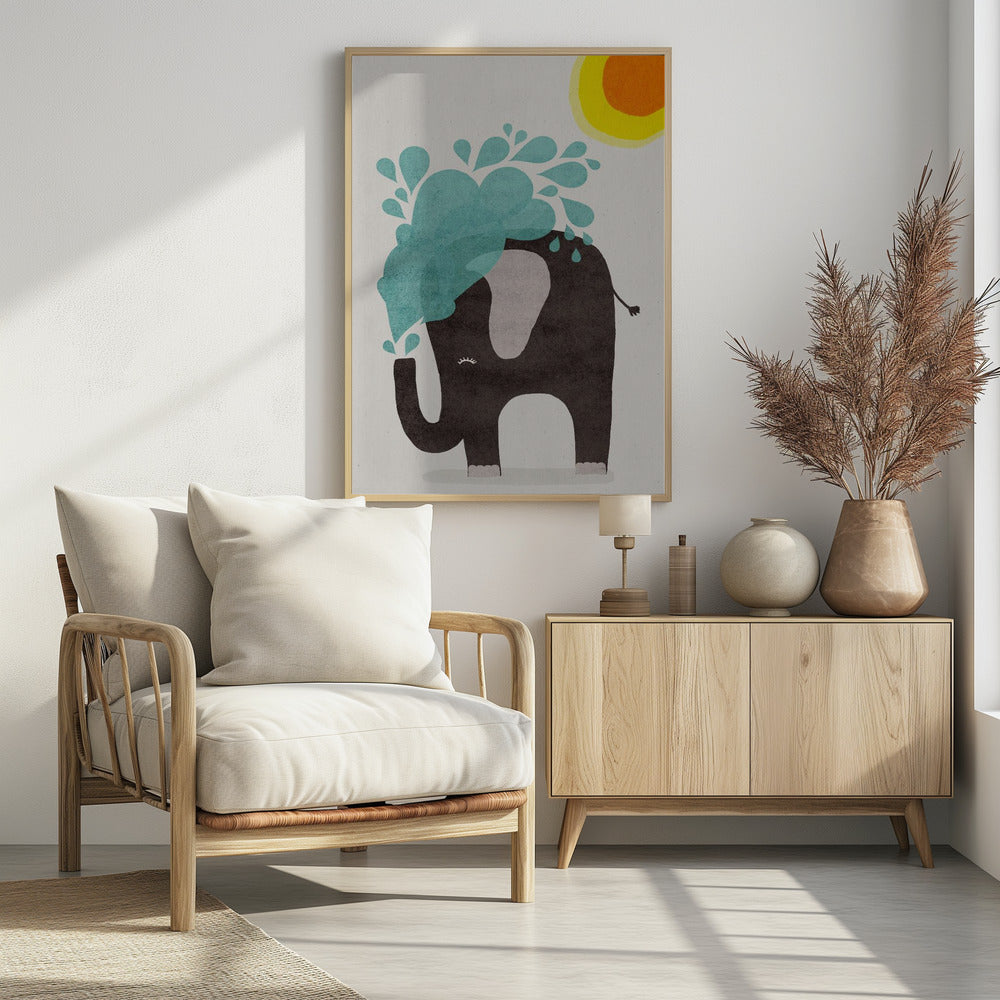 Elephant Splashing | Poster