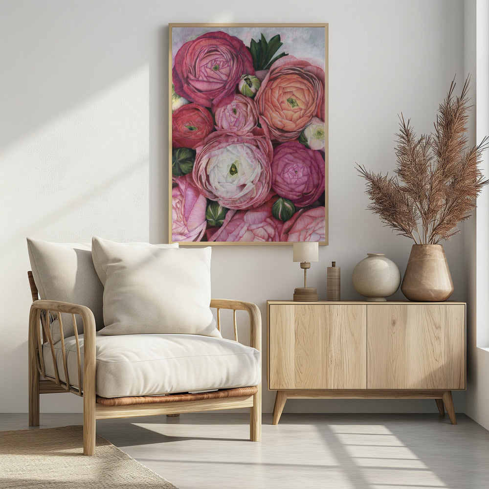 Arleth ranunculus bouquet in warm pink | Poster