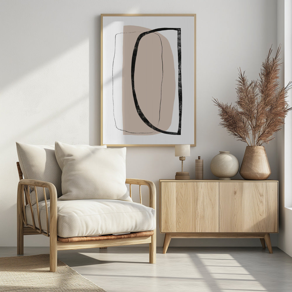 Soft Beige And Black Geometric Shapes | Poster
