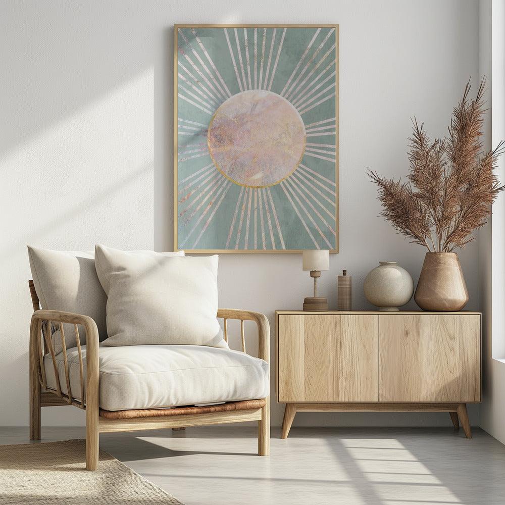 Sage Green Boho Sun Rays | Poster