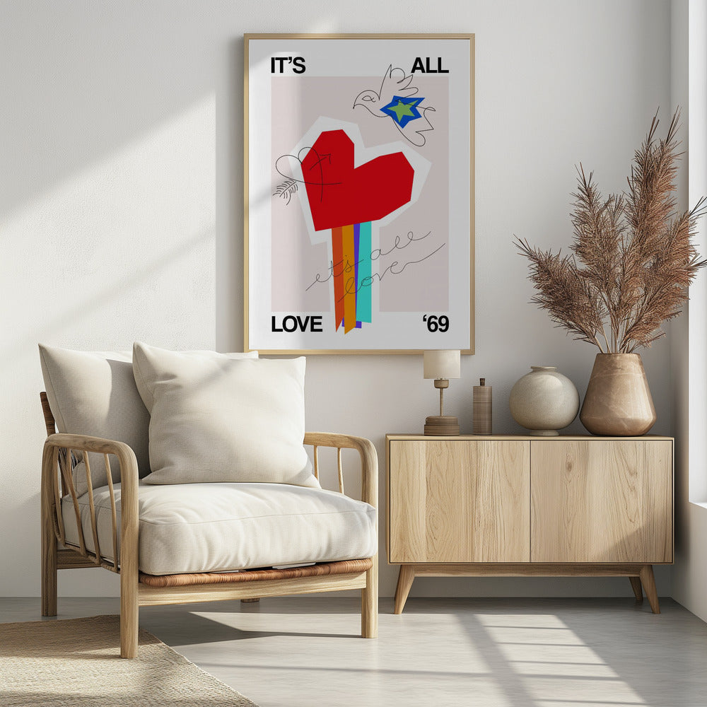 It's All Love '69 Heart Greige | Poster