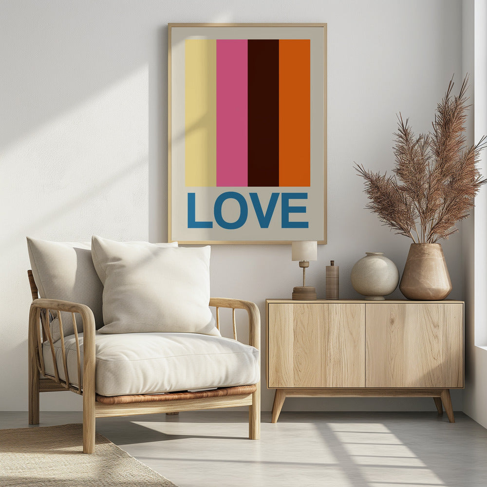 Retro Stripe LOVE Summer Fruits | Poster