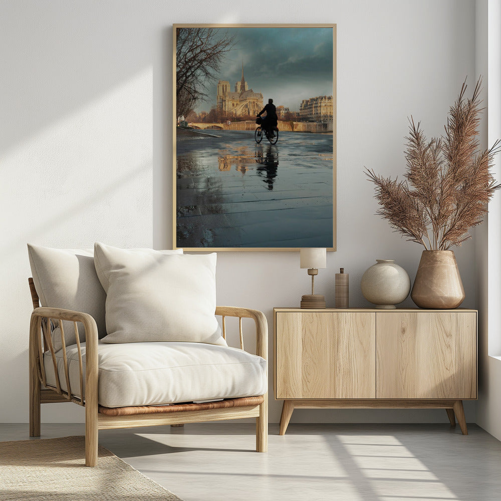 Notre Dame and cyclist | Poster