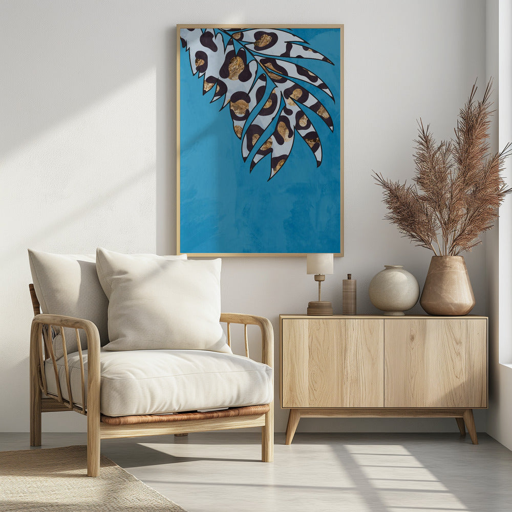 Blue leopard print animal leaf | Poster