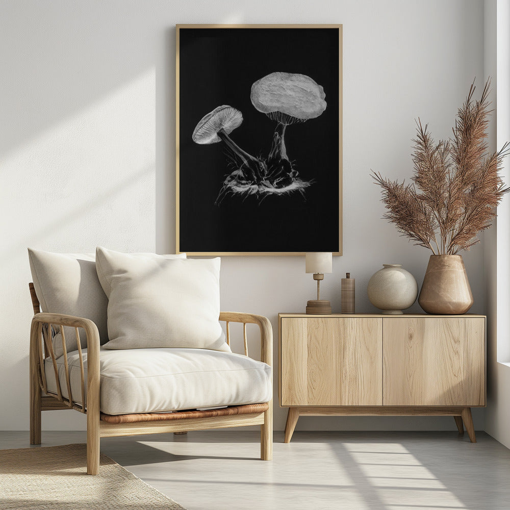 Vintage Violet Webcap Mushroom Dark BW | Poster