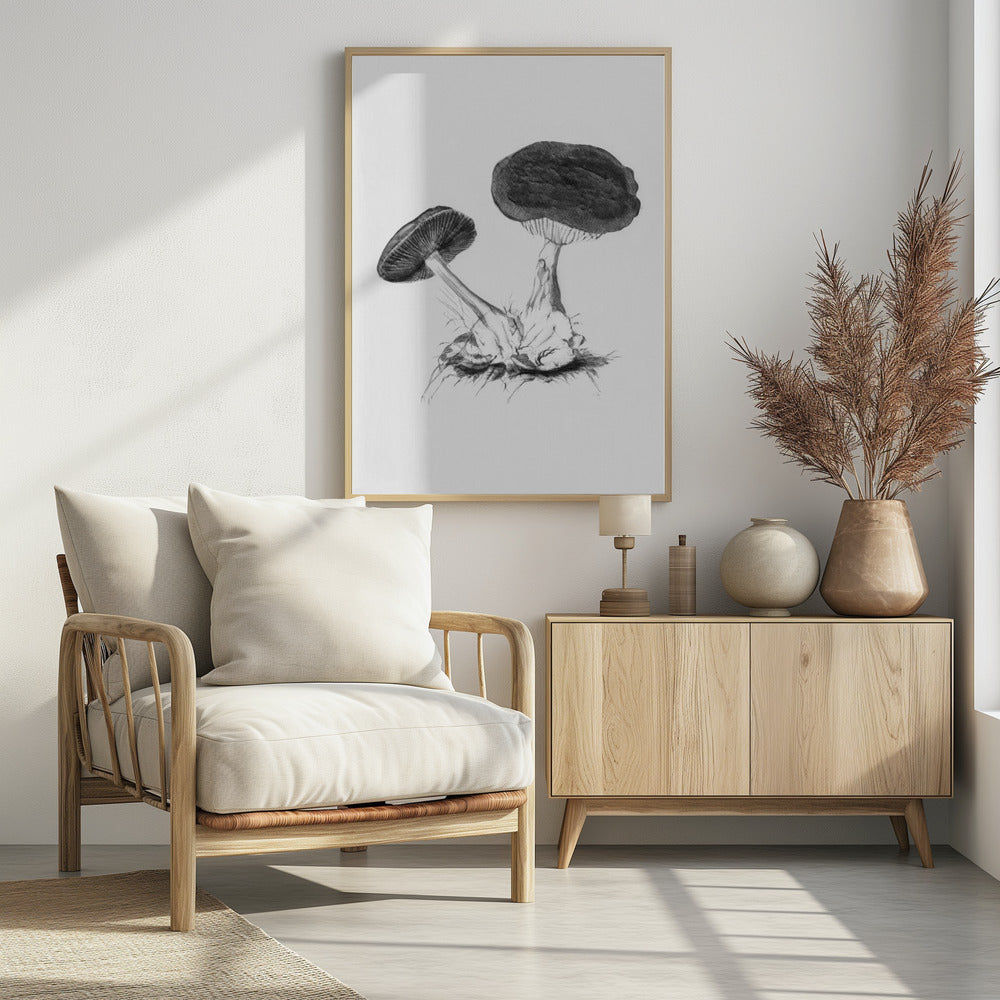 Vintage Violet Webcap Mushroom Bright BW | Poster