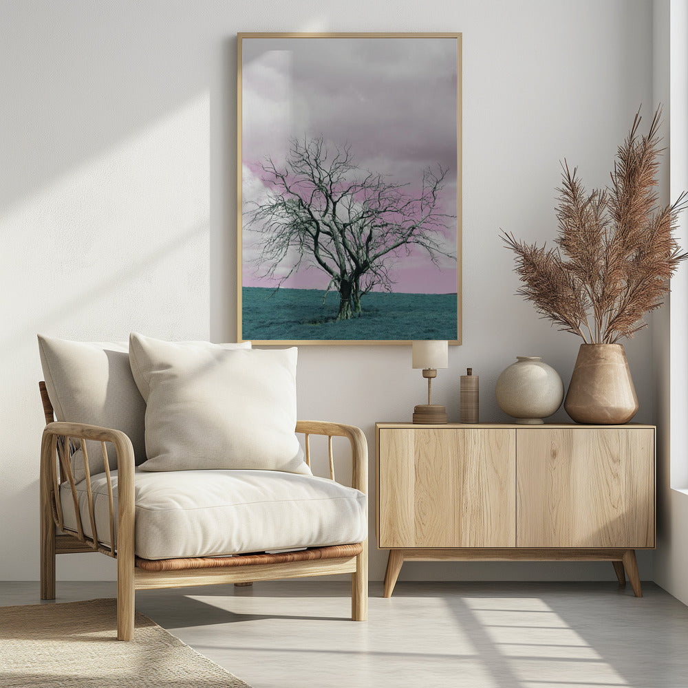 Barren Tree Against A Dreamy Pink Sky | Poster