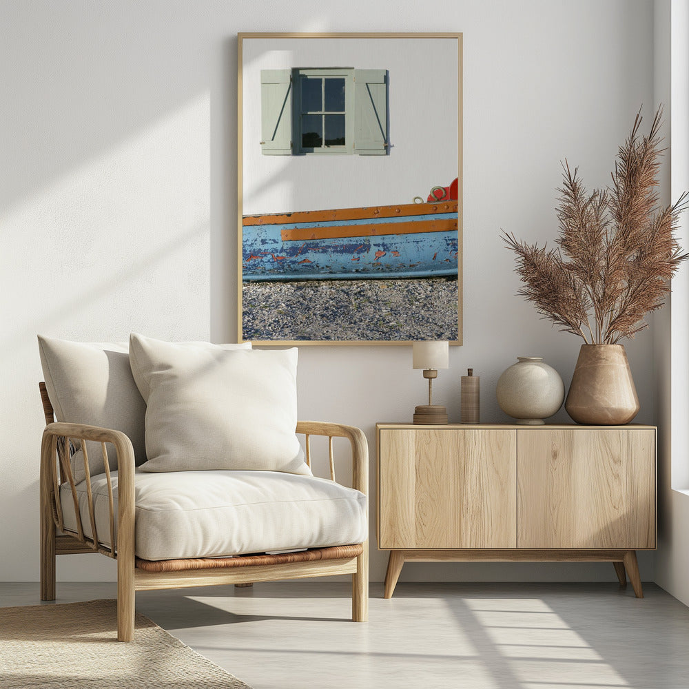 Pastel Hued Window With Shutters | Poster