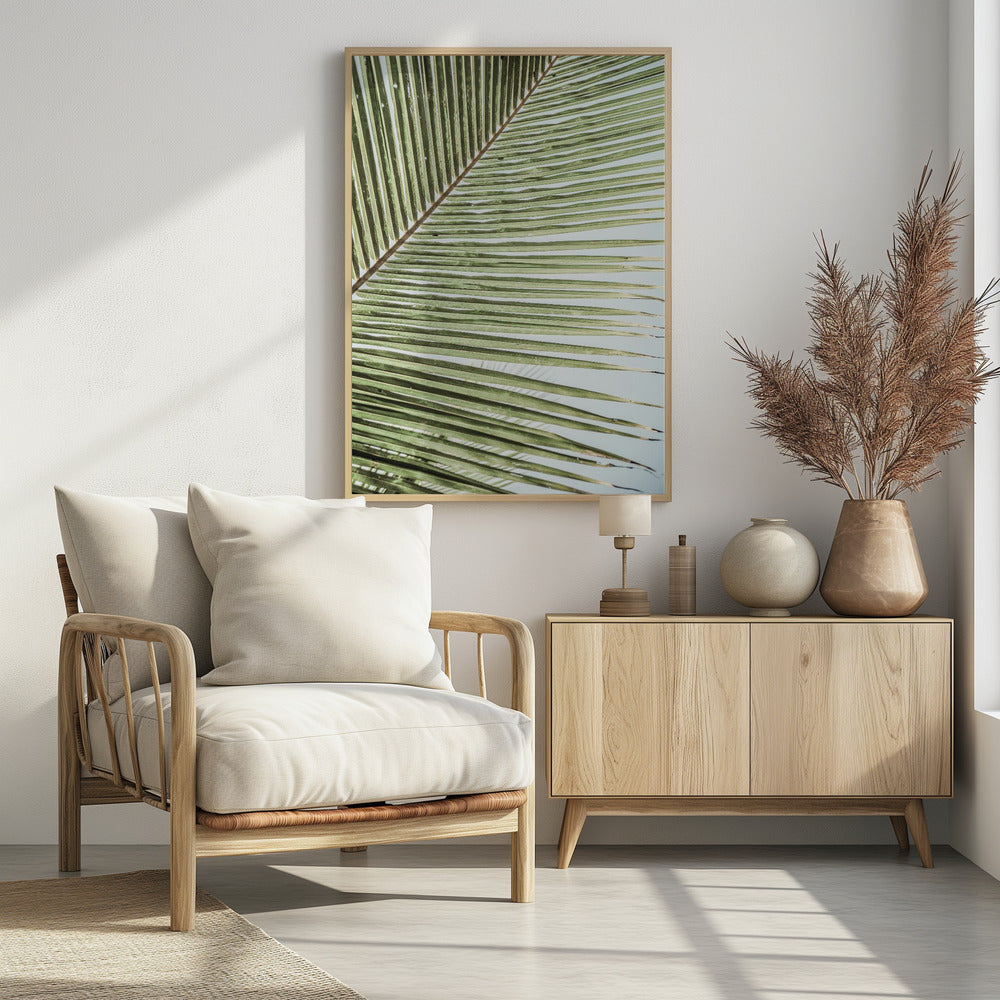 Intricate Pattern Of A Green Palm Leaf | Poster