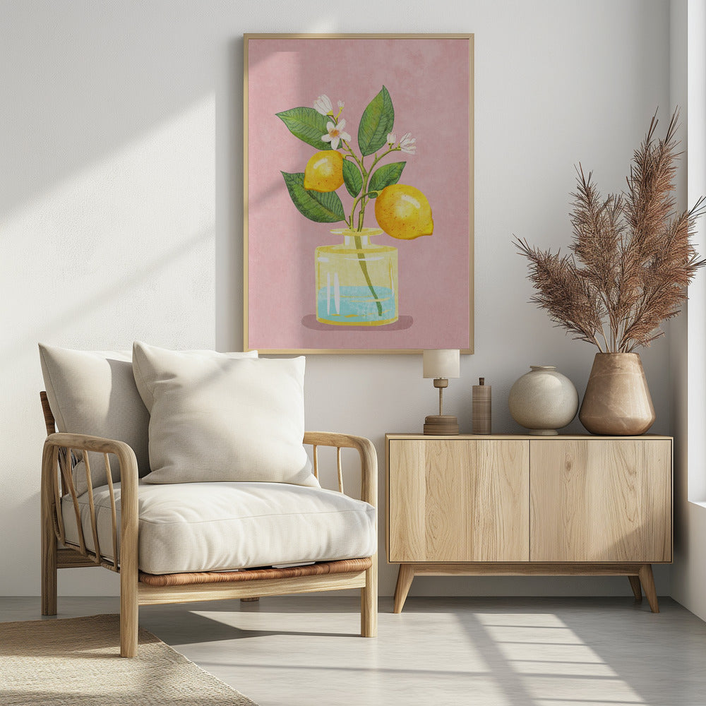 Lemon Bunch In Vase | Poster