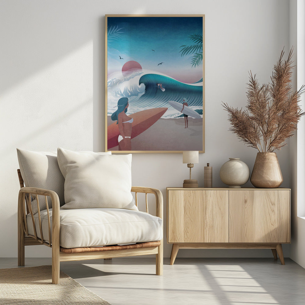 Sunset Surfing Scene | Poster