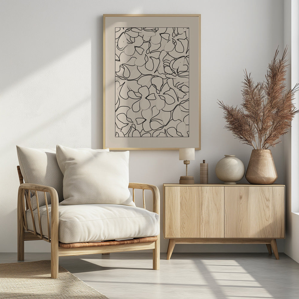 Seamless Pattern of Outlined Flowers | Poster