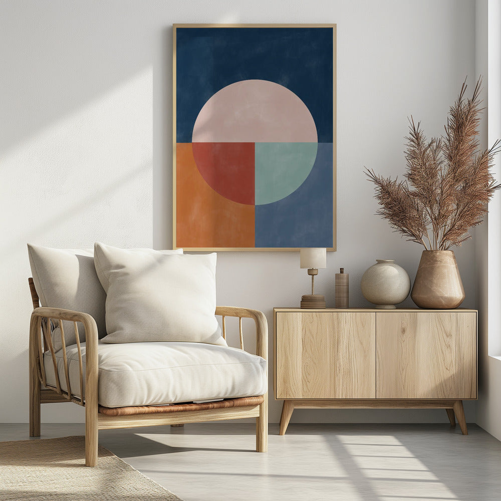Geometric Abstraction With A Large Pastel Circle | Poster