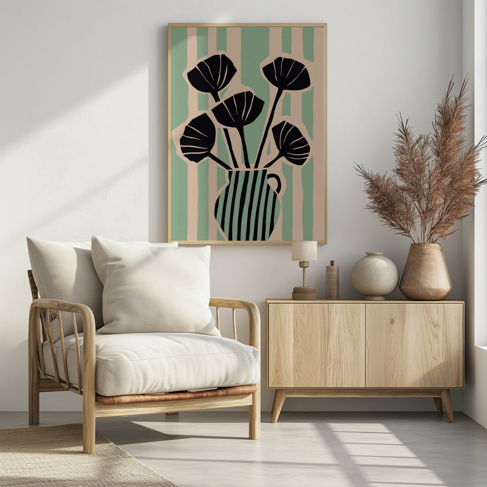 Striped Blooms Vase | Poster