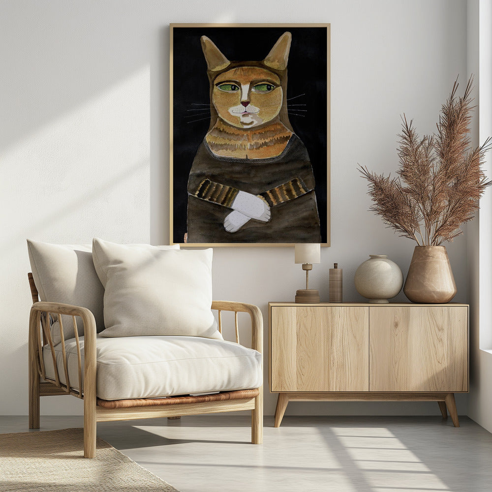 Mona Lisa Cat Funny Cat Humour Ginger Orange Cat | Poster