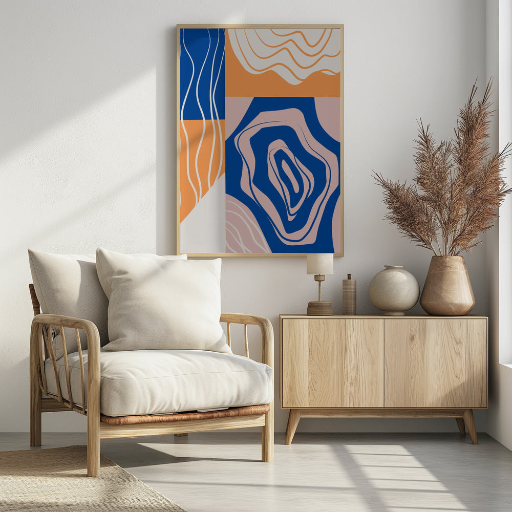 Abstract Collage In Blue and Orange | Poster