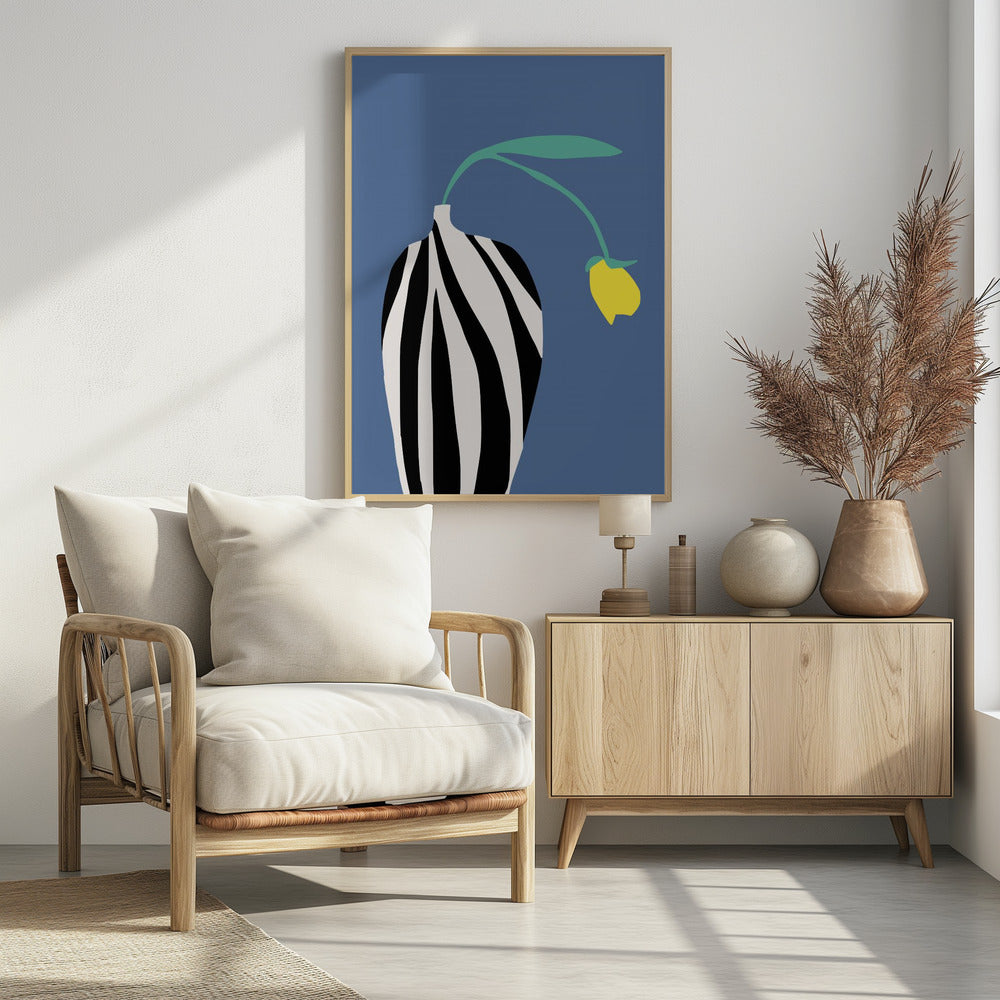 Tulip In Zebra Striped Vase | Poster