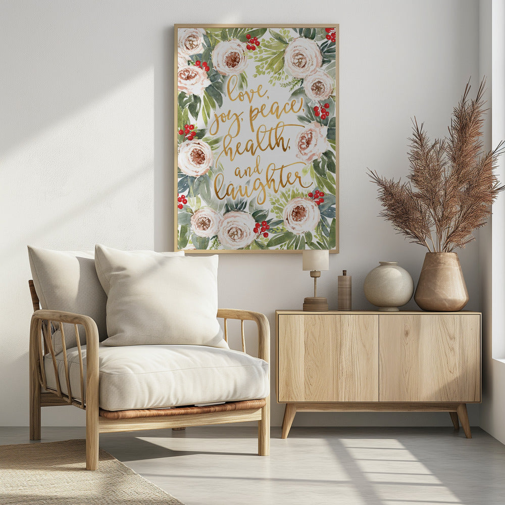 Holiday wishes with roses and berries | Poster
