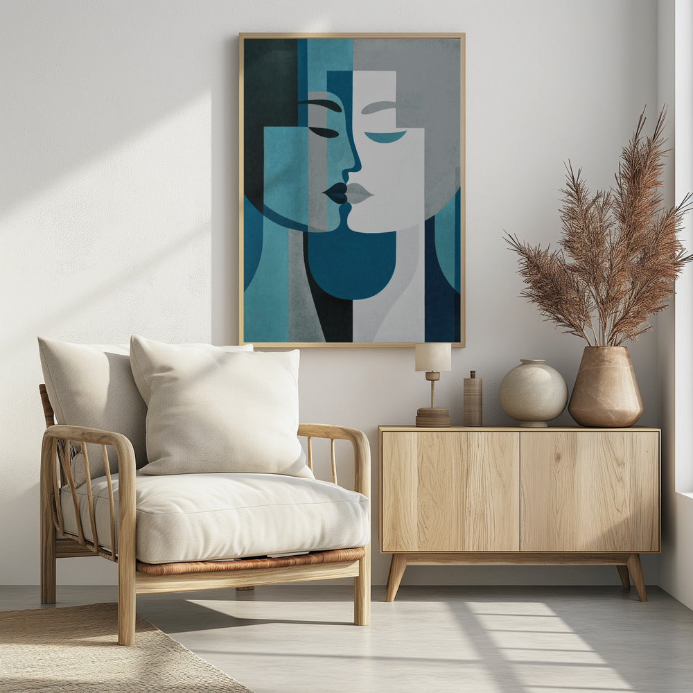 Kiss Me Teal Grey | Poster