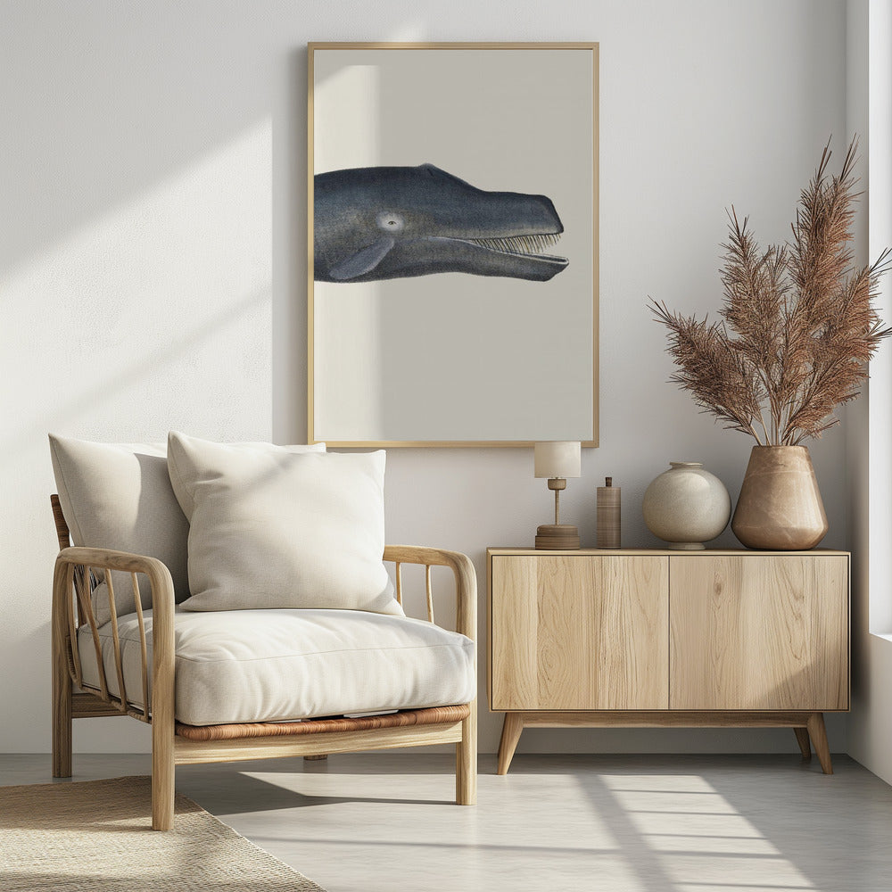 Whale I Tight Crop   Handcolored Sealife Lithograph 1824 | Poster