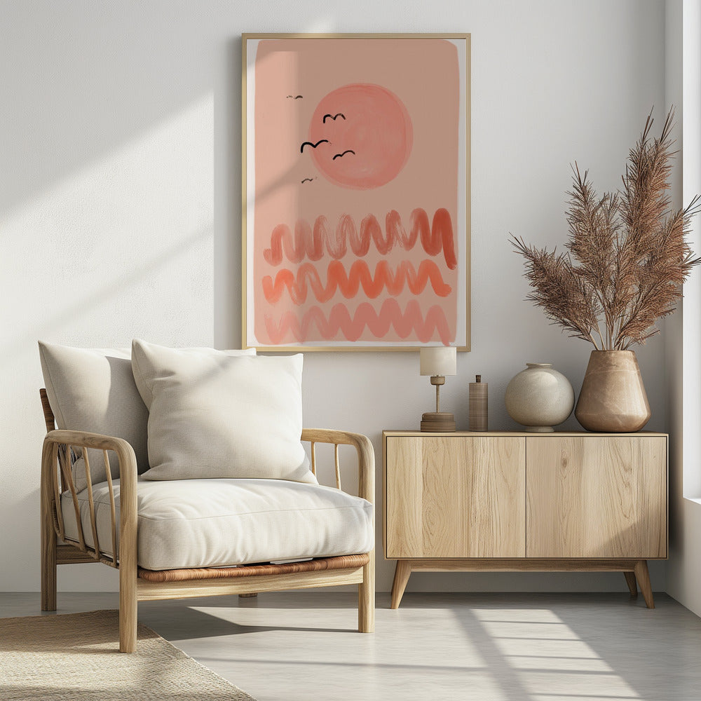 Peachy Sky Waves | Poster